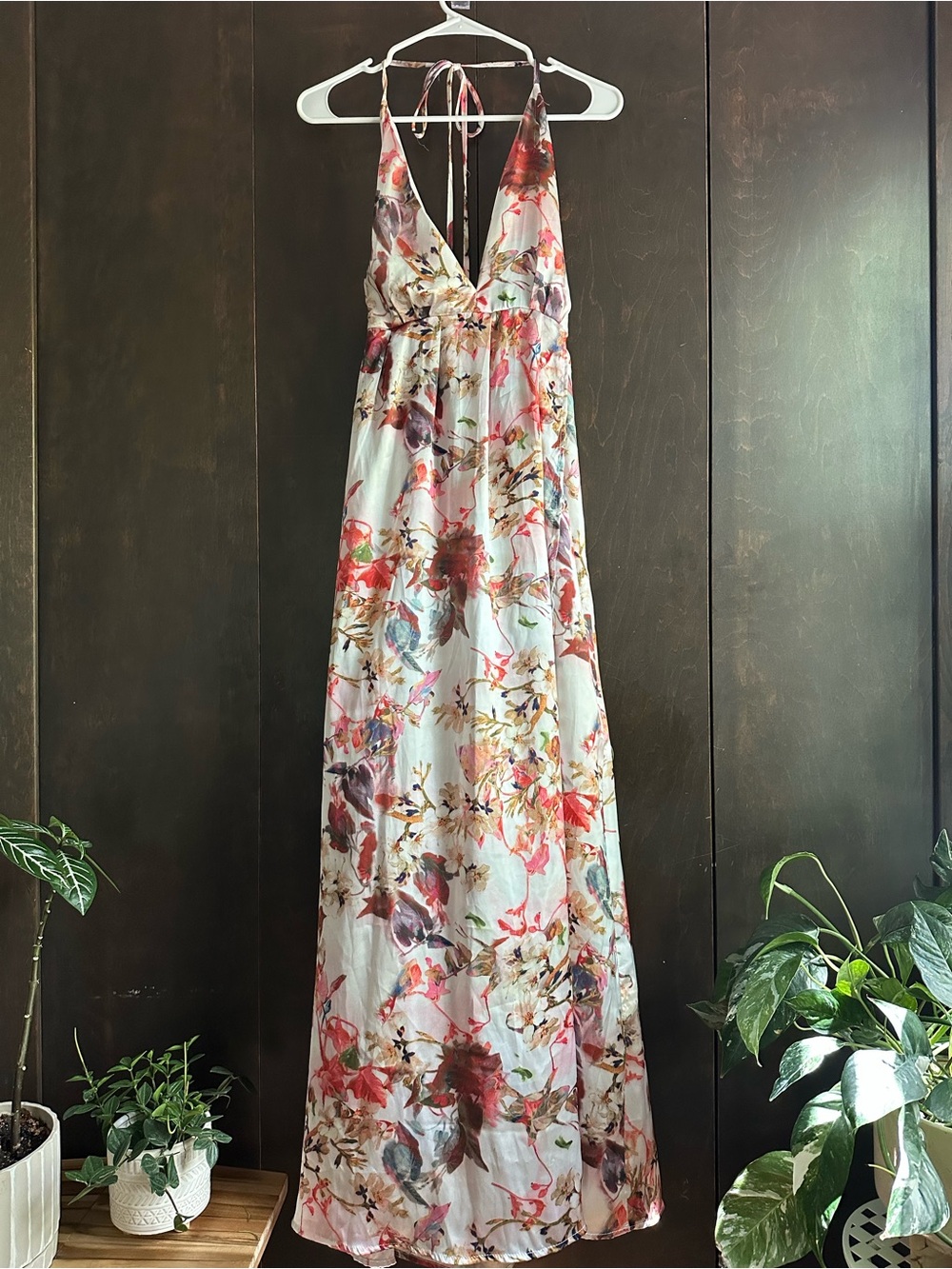 Floral Tie-Back Floral Maxi Dress